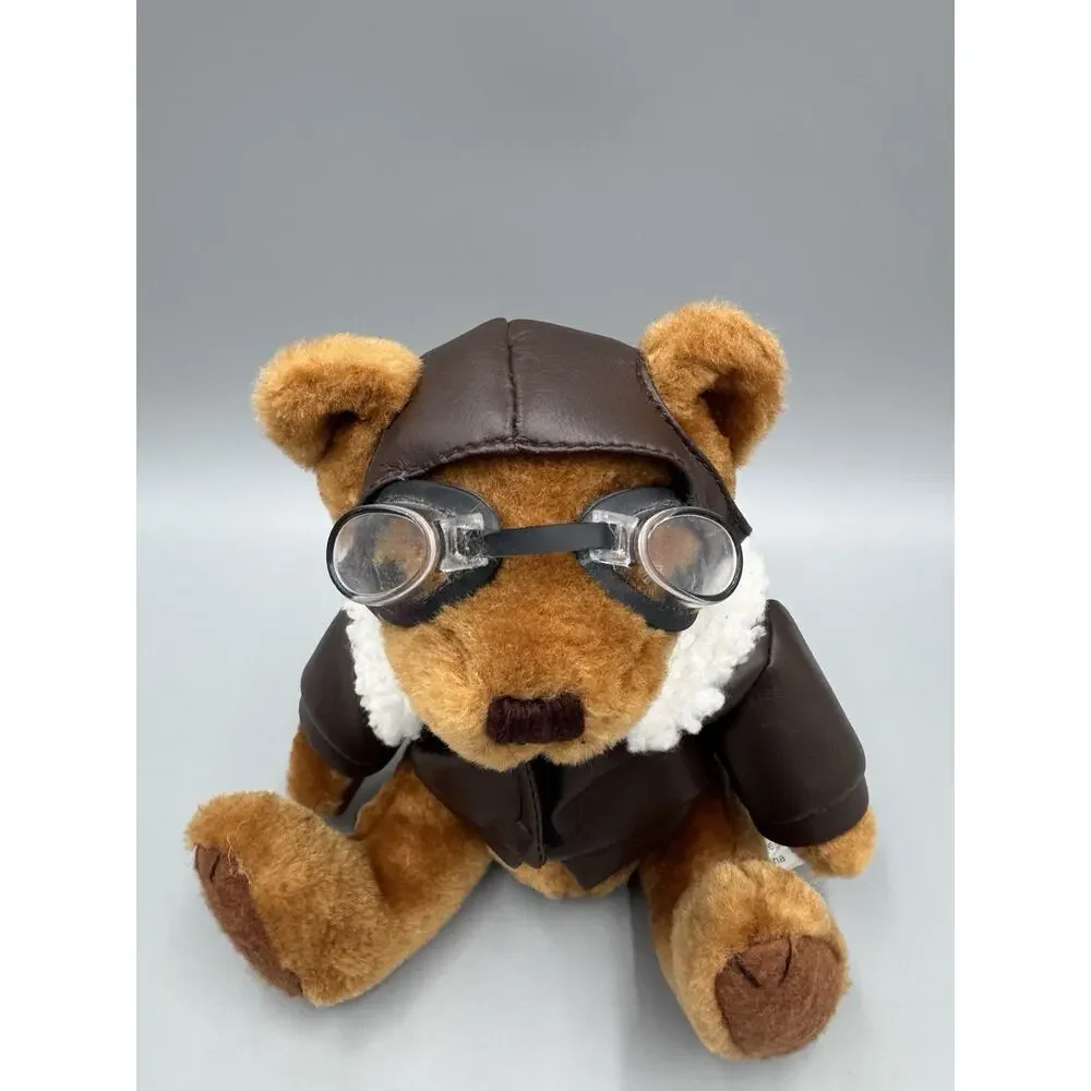 US Airways Pilot Teddy Bear Aviator Plush In Bomber Jacket Goggles 8”